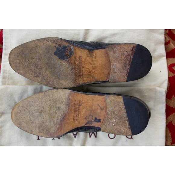 Domani Johnston & Murphy Men's Black Leather Brass Buckle Dress Shoe 8M Italy Vi - Picture 4 of 6